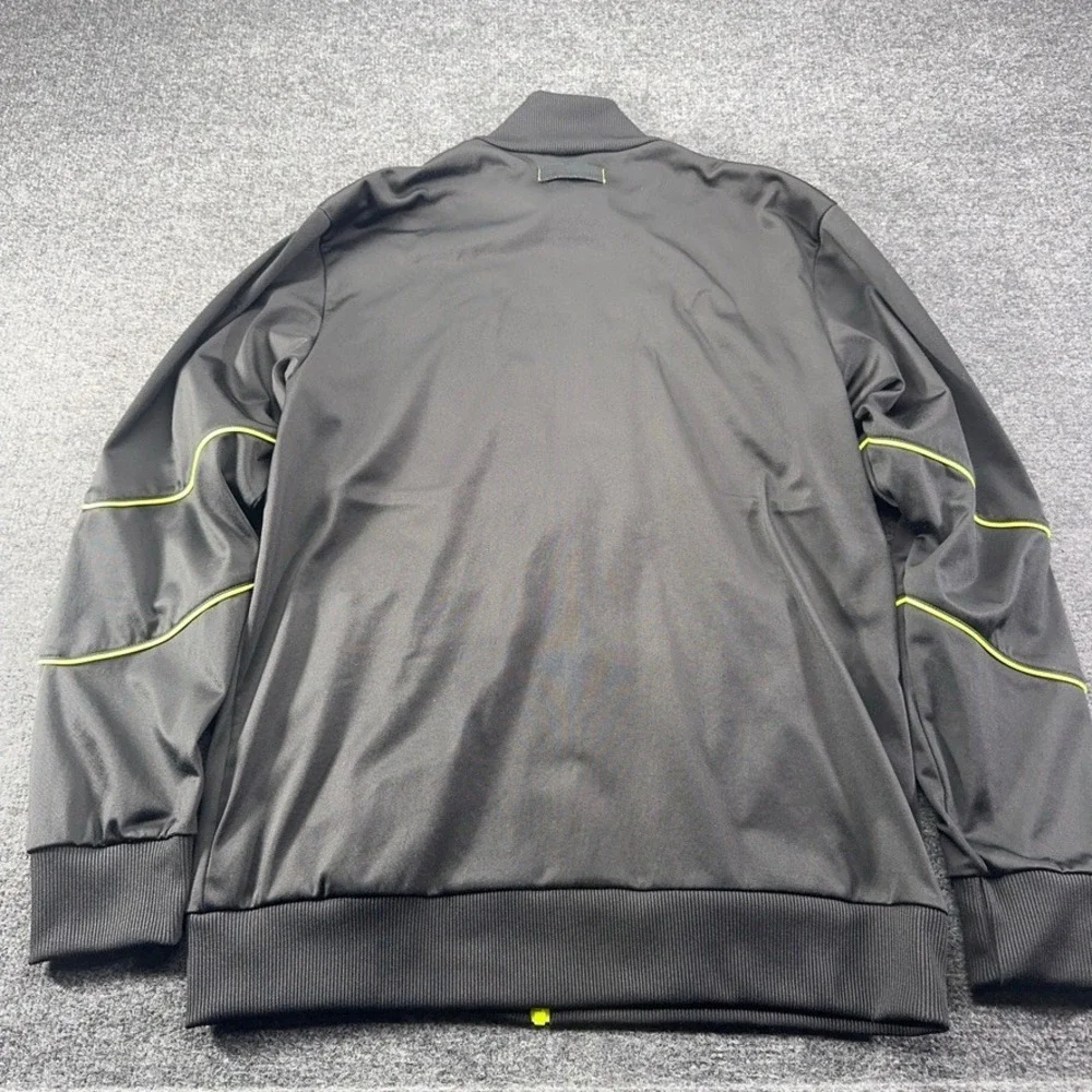 Adidas Real Madrid Track Jacket Mens Medium Black Neon Yellow Full Zip Soccer